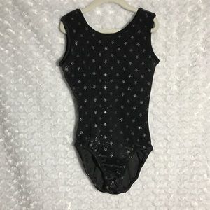 FLASH SALE! Black velvet leotard w/ silver stars